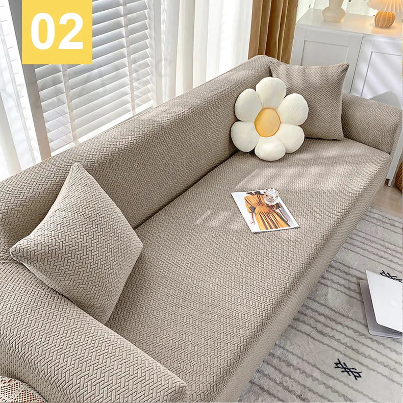 Jacquard Strips Sofa Cover -(Mouse Skin)