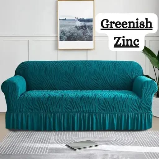 ZEBRA VELVET SOFA COVER (GREENISH ZINK)