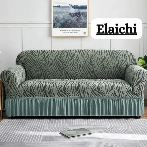 ZEBRA VELVET SOFA COVER (GREENISH)