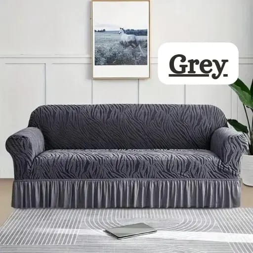 ZEBRA VELVET SOFA COVER (GREY)