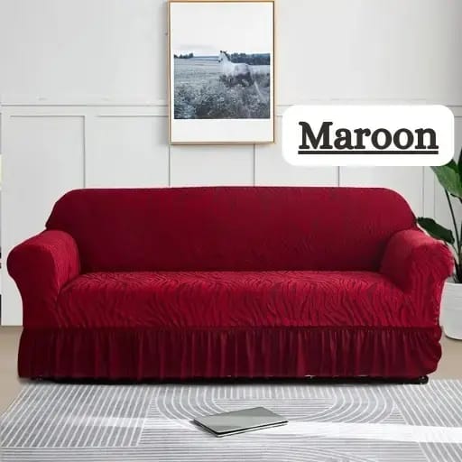 ZEBRA VELVET SOFA COVER (MAROON)