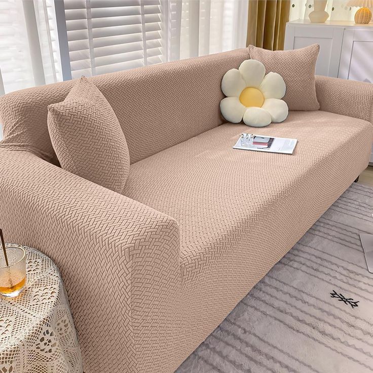 Jacquard Strips Sofa Cover -(MOUSE SKIN)