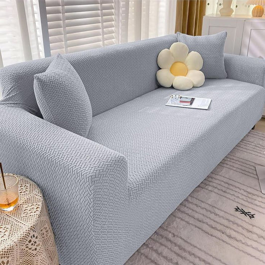 Jacquard Strips Sofa Cover -(LIGHT GREY)